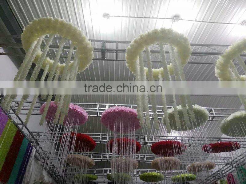 cheap price silk ceiling hanging flower arrangement for wedding party decoration