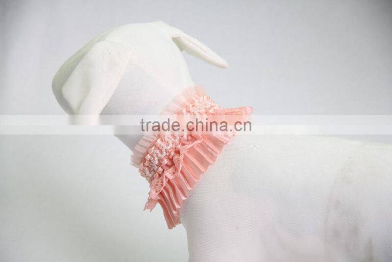 Fancy Dog Lace Pearls Collar Orange