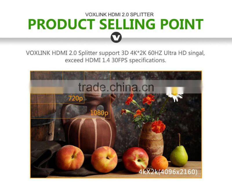 Voxlink HDMI 2.0HDR 1x2 HDMI splitter (4K/60Hz/ HDCP2.2)US