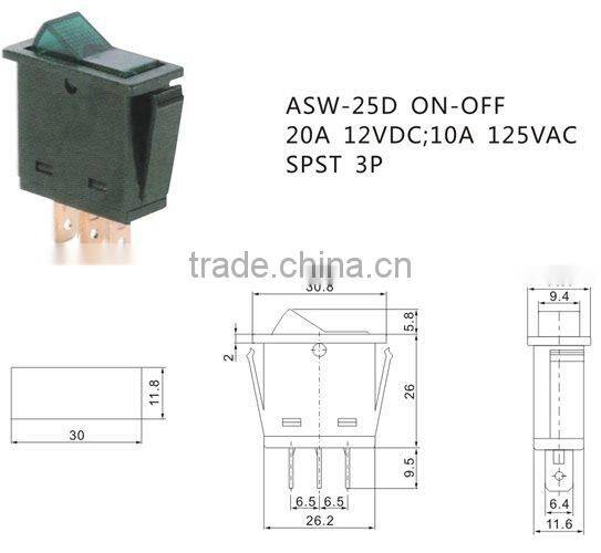 12V illuminated glow rocker switch