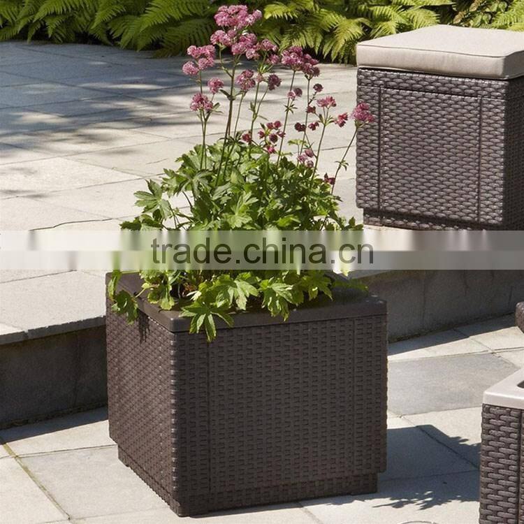 UV-resistant outdoor garden resin rattan square garlic planter sale