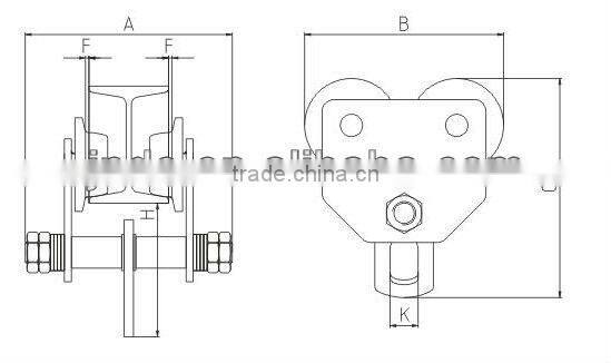 10T GCT manual plain trolley monorail trolley