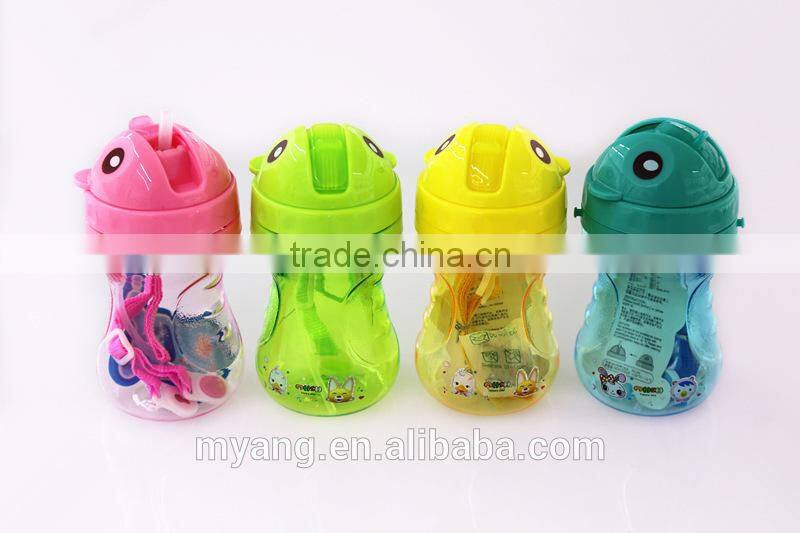 2015 wholesale children space water bottle with straw/BPA free plastic water bottle with straw