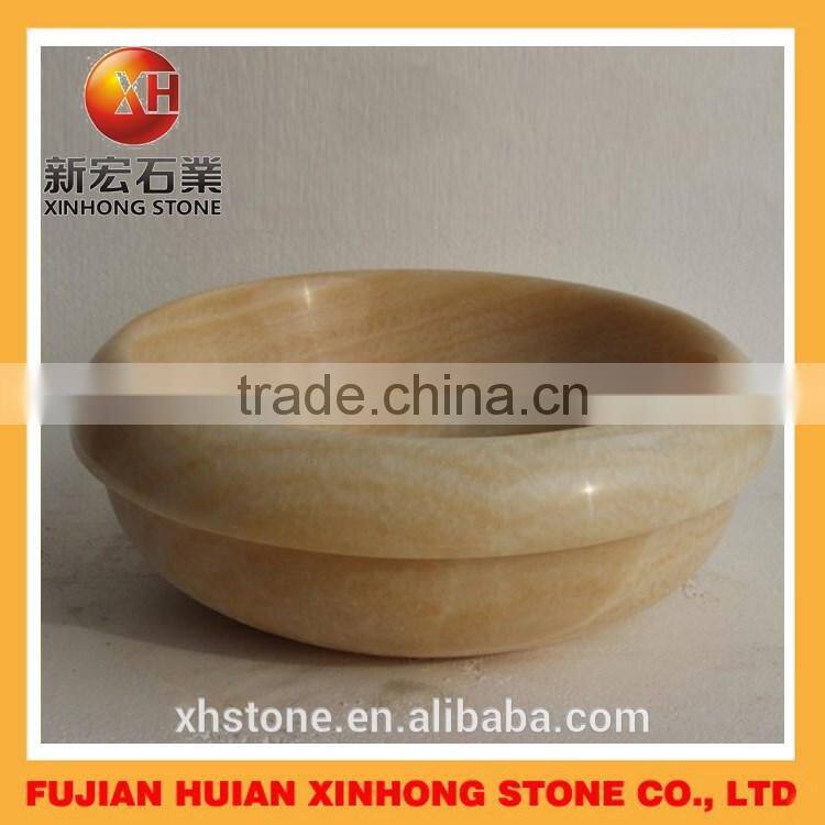 High polished oval shape stone basin for indoor use