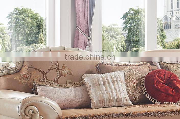 Fresh bamboo design solid wood carving ffabric living room corner sofa set