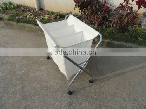 Hotel Laundry Sorter with 3 sorters and wheels laundry hampers