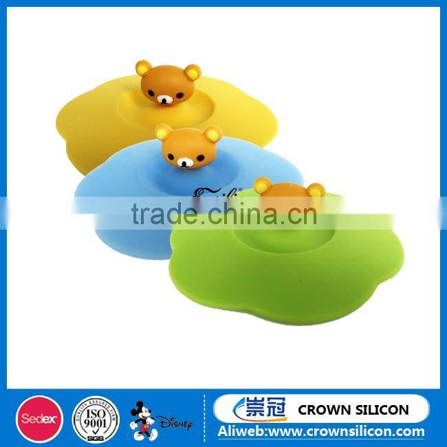 Food grade drinking heat resistance panda silicone cup lid