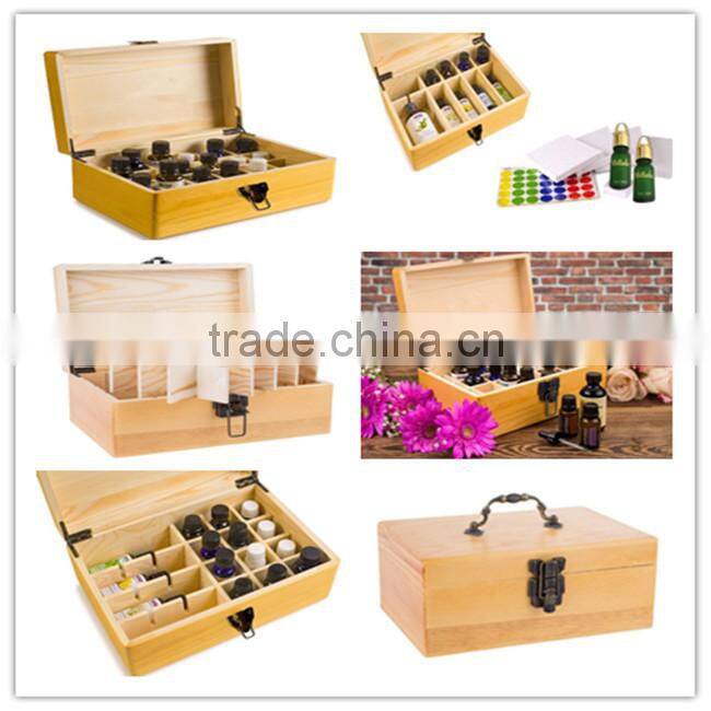 Personal Care Industrial Use upgraded hinges and latches large wooden essential oil bottle storage boxes with compartments