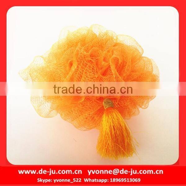 Orange Fringe Tassel Body Benefits Net Bath Sponge