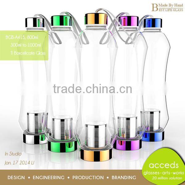 Funky Handmade Ti-Borosilicate Glass Heat-Resistant Tea Filter Bottle