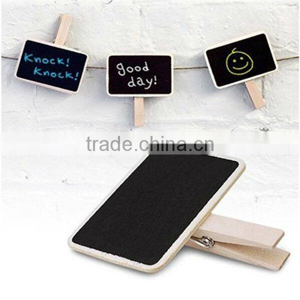 Cute Wooden Chalkboards with Clip Mini Message Board Note Blackboard Photo Paper Clips Name Tags