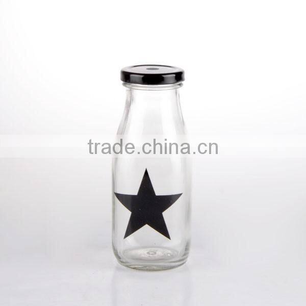 11oz Pentacle Decal Milk Bottle Glass Mason Jar with Lid