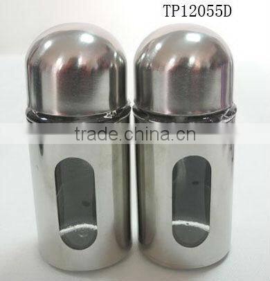 airtight mini metal coating colorful cylinder glass salt and pepper shaker container