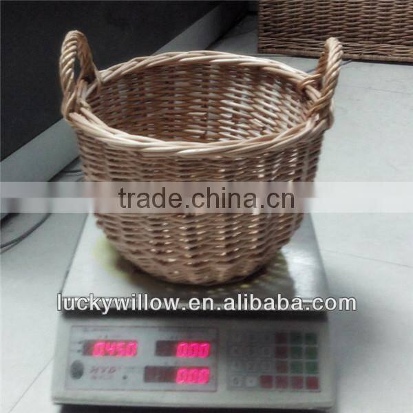 Exported unpeeled wicker basket with plastic liner