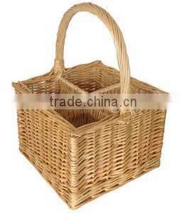 natural wicker bottle baskets wholesale with 4 dividers & grids