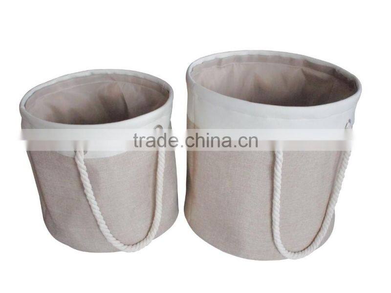 Household Round Foldable Polyester Laundry Basket With Handles