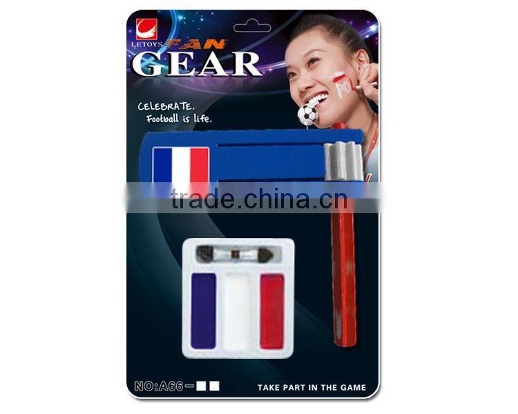 2016 Euro Cup fans plastic rattle and French color face paint set with EN71/OEM