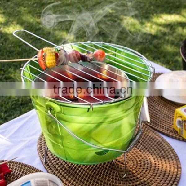 Hot Sales Colorful Outdoor Mini Charcoal Bucket Portable BBQ Grill for Camping