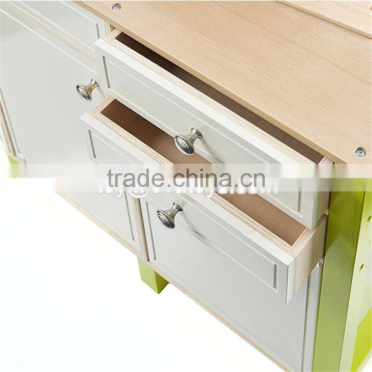 New design luxurious girls pretend play toys wooden pink toy kitchen W10C281