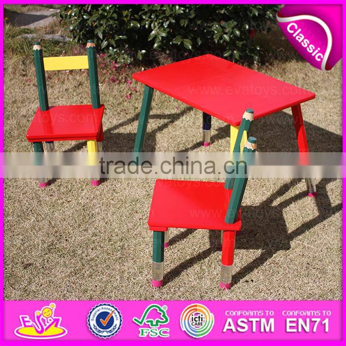 2015 Excellent quality cheap folding kids pencil table and chairs,Cartoon pencil used children table and chair wholesale WO8G138