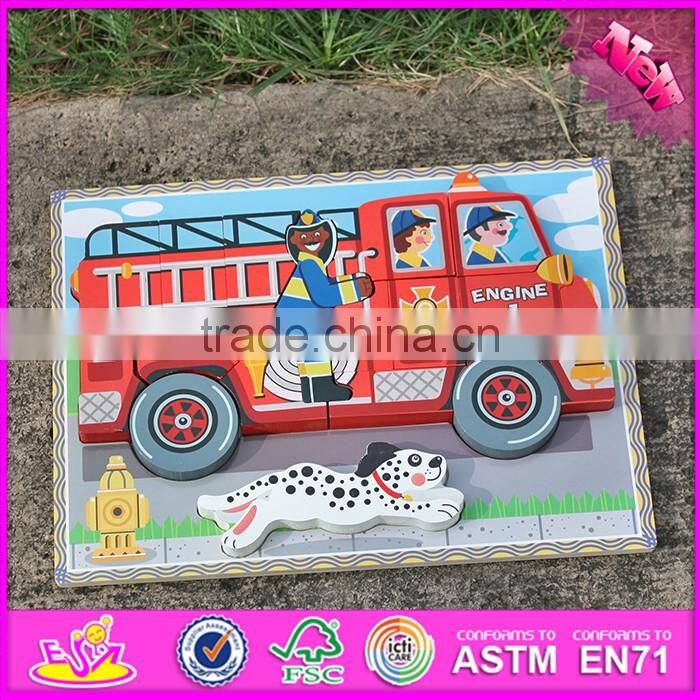 2016 new design children educational toy wooden 3d puzzle car W14D018
