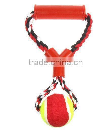 Interactive Dog Toy Tugger & Chew Tennis Ball Rope, Red