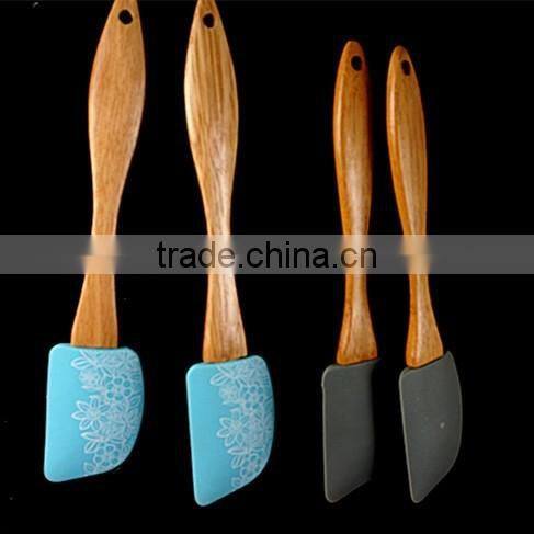 12083 Silicone Spatular scraper Silicone Cream Spatular with wooden Handle