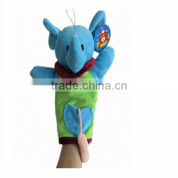 Wholesale plush cheap red elephant puppets child hand animals cute hand puppets