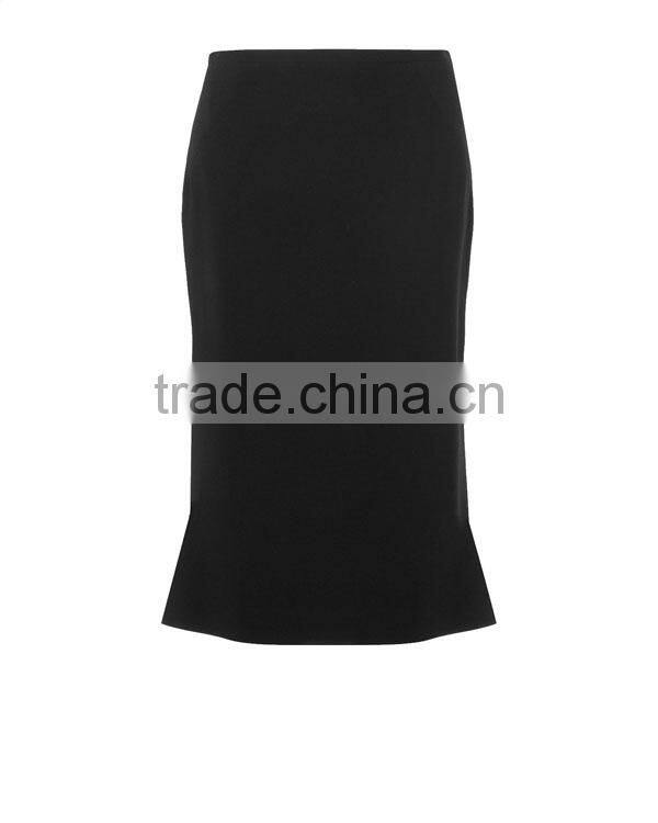 Fashion black peplum skirt with back dart for office ladies