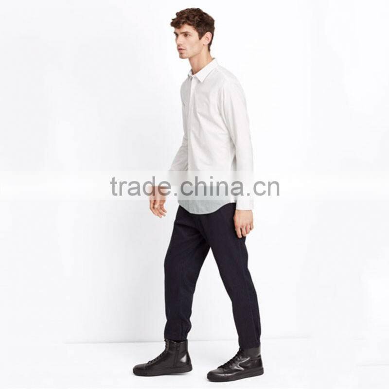 Hot styles contrast colors curve bottom fancy dress shirts for men