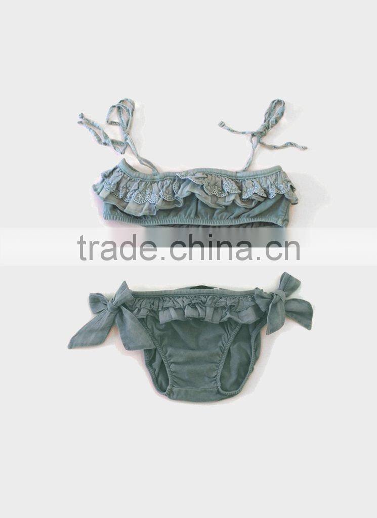 NEW high quality cute kid's swimwear, Wholesale Ruffled Kids Two Piece Swimsuit