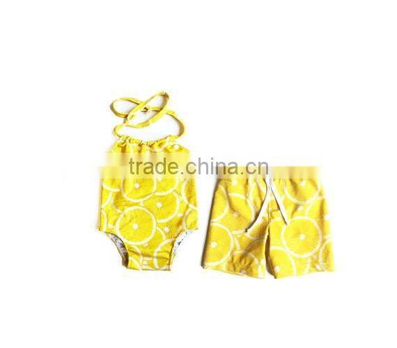 Baby clothing summer brother and sister swimsuit mathing set