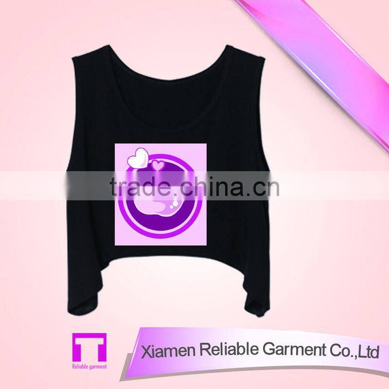 100%cotton girls clothing summer top fashion print chinese tank top cheap