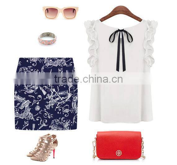 Manufacture Woman Chiffon polyester Blouse shirts Sleeveles Sexy Casual Tops Clothings