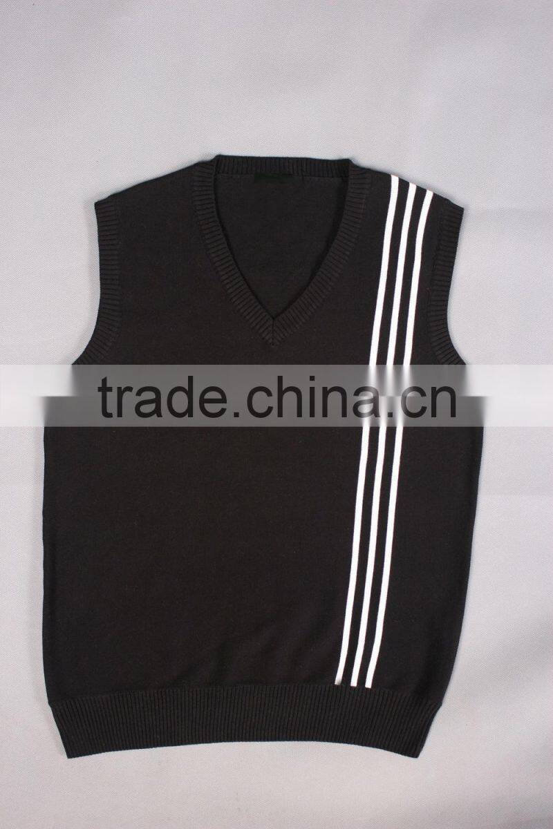 White Knitted Vertical Stripes Sweater 2015 Men