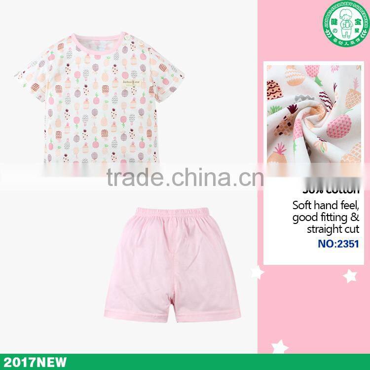 Short sleeve pineapple pattern baby clothes set wholesale high quality children clothes set