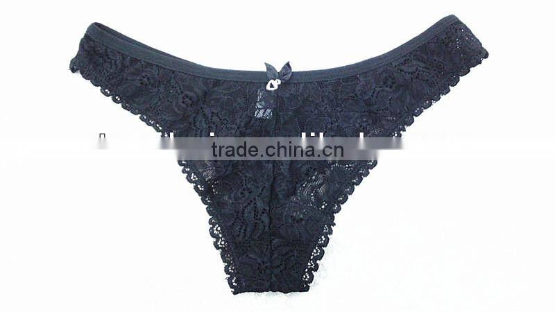 Stylish style sexy transparent black lace ladies panty underwear