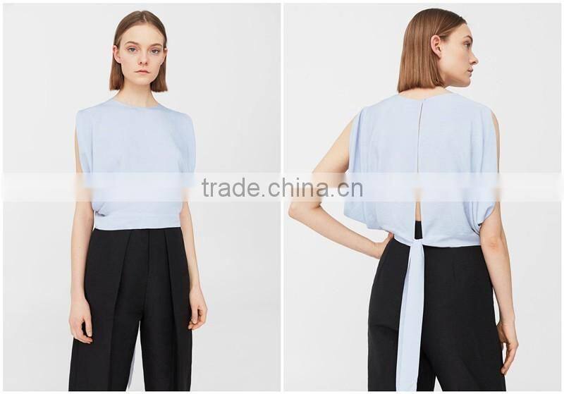 New arrival women sleeveless v back shirt summer blouse