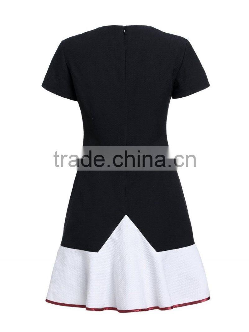 Ladies contrast color combined career formal dress