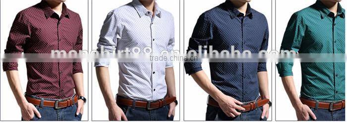 2016 Yarn dyed W printed men slim fit casual shirt