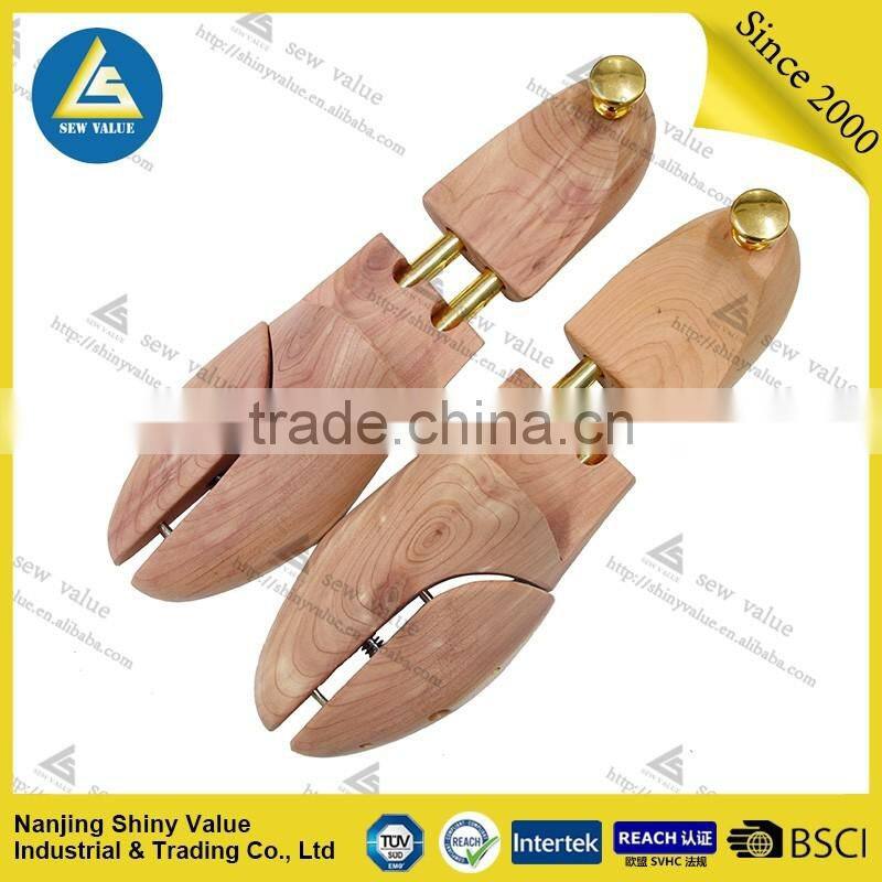 Double tube lotus firm wood professional adjustable shoe tree with metal cap