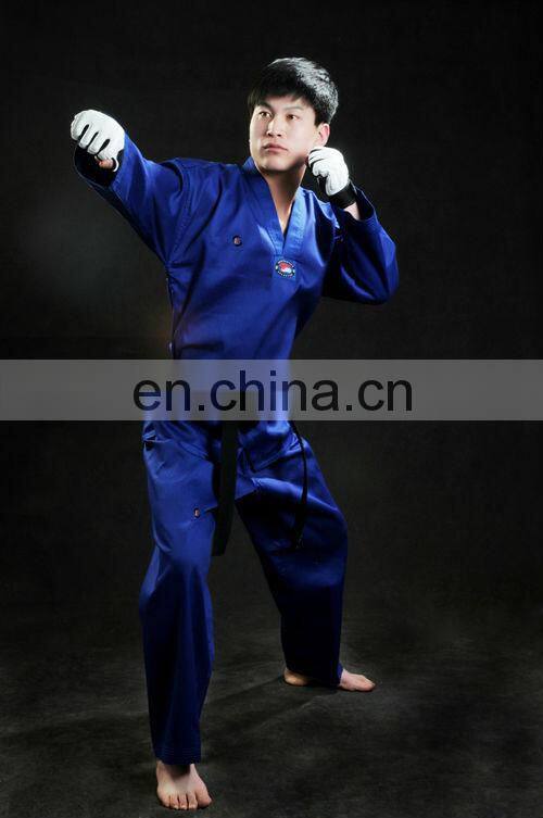 Martial arts clothing black/blue V-neck taekwondo uniform taekwondo broek