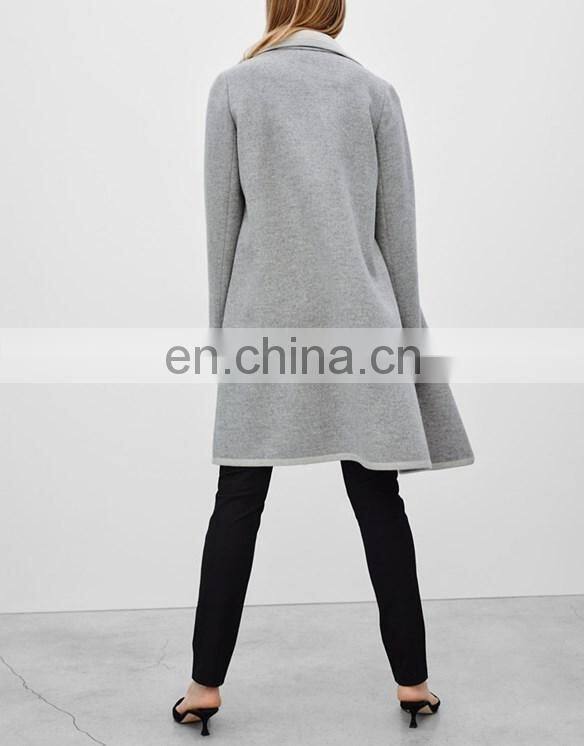 China Custom Womens Apparel Supreme Soft Wool Blench Thick Long Woman Jacket Winter Gray NT6699