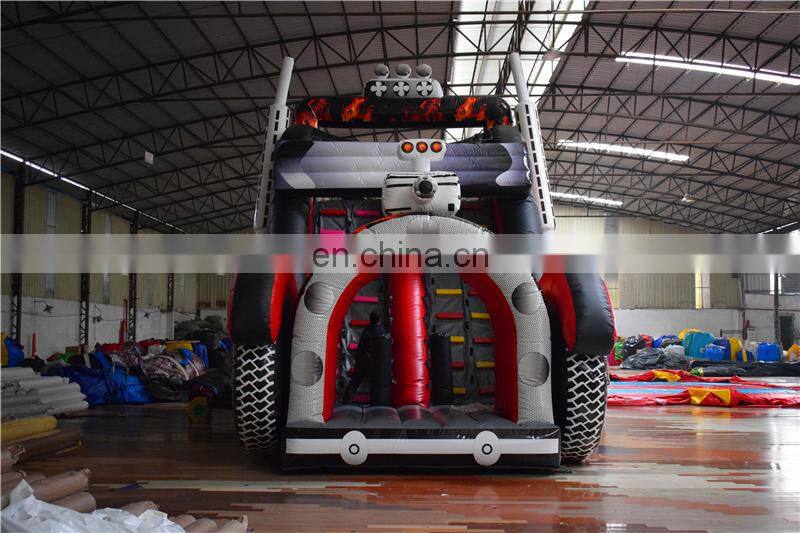 All in one Kids steam train theme inflatable obstacle course bounce house for sale