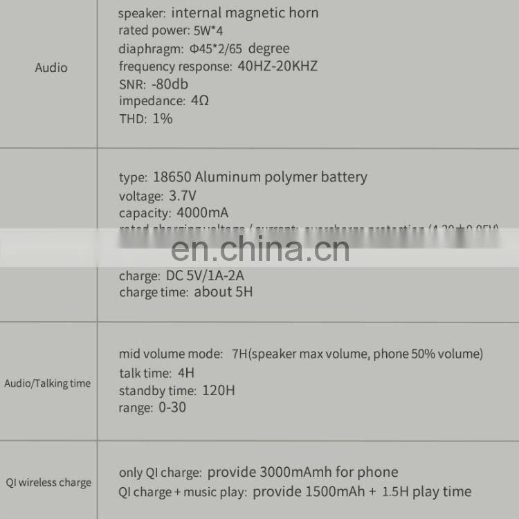 Multi function high quality sound led display alarm clock qi wireless charger bluetooth speaker match with smart device speakers