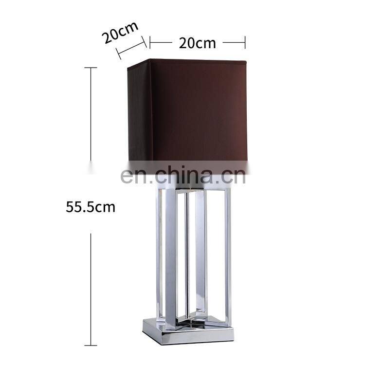 Customize logo silver iron base cheap modern nightstand lamp for office home hotel