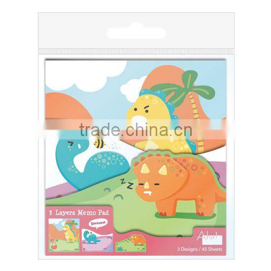 Stationery Gift Colourful Dinosaur Monster Robot Animal 3 Layers Memo note Die cut Memo Pad