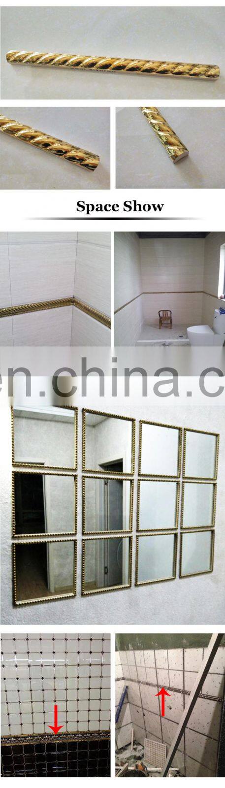 Polished gold ceramic tile border 40x250mm