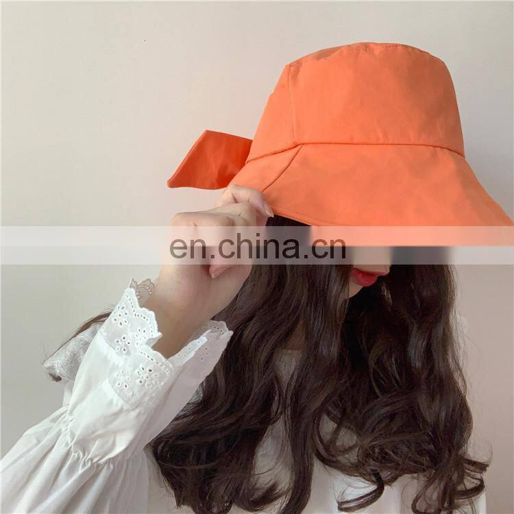 Customized fisherman hat spring and summer leisure sunshade soft foldable basin big bow sun hat