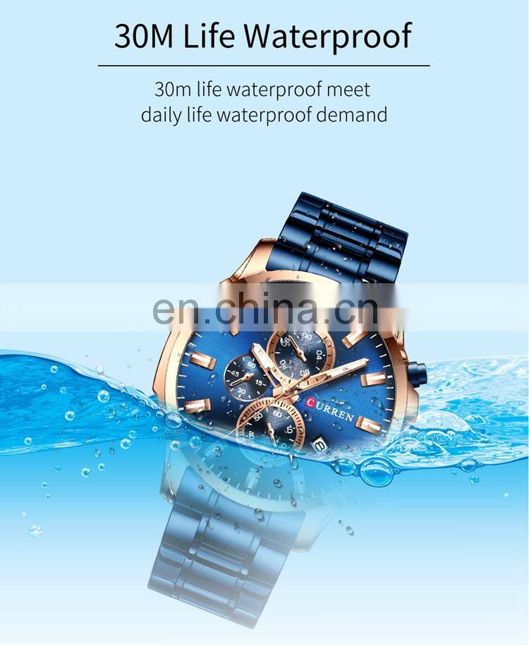 CURREN 8348 Men Stylish Big Dial Quartz Watches Stainless Steel Chronograph Calendar Business Classic Dress Mens Watch